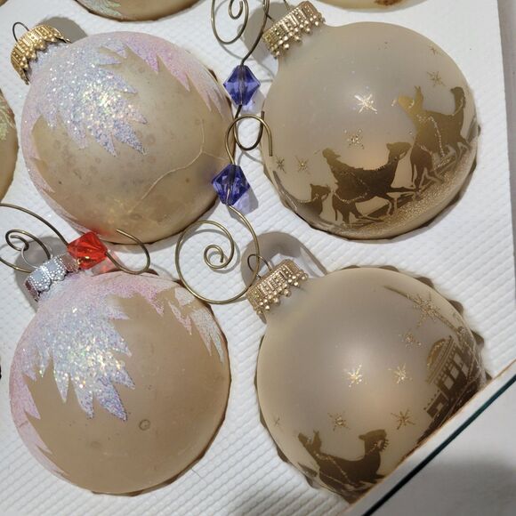 Glass Christmas Ornaments VINTAGE Lot 24 pcs boxed Rauch Ind. Frosted Kitschy - Picture 2 of 12